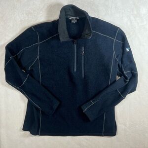Kuhl Men's XL Quarter Zip Pile Sweater - Dark Blue with Gray Accents